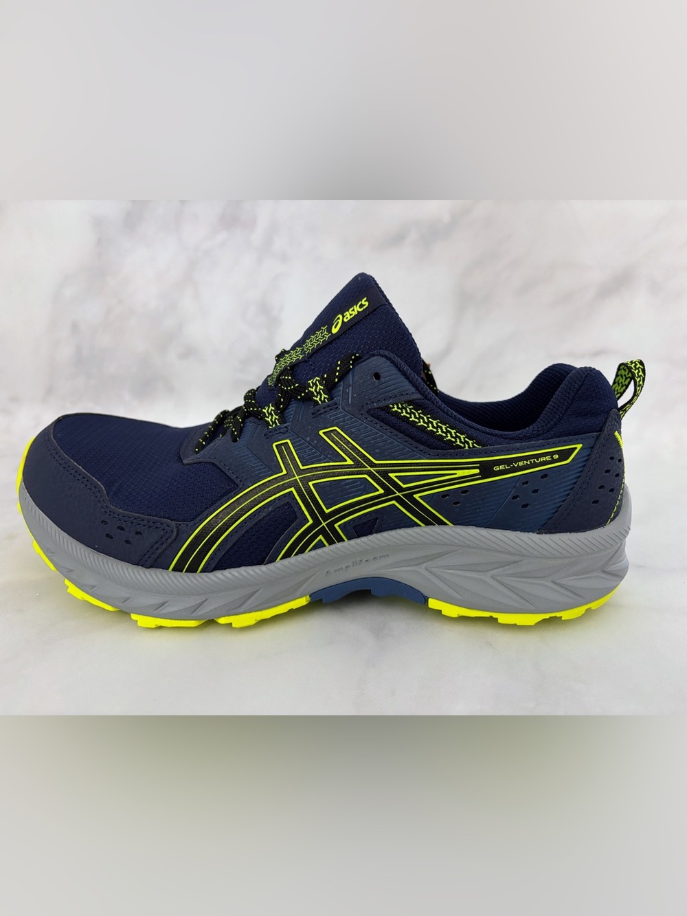 Asics Gel Venture 9 Men’s 10.5 Extra Wide (4E) Peacoat Safety Yellow NIB - Picture 3 of 11